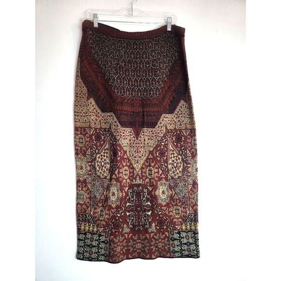 Peruvian Connection Dresses & Skirts - NWT Peruvian Connection Rug Market Red & Brown Tapestry Knit Midi Skirt sz Large